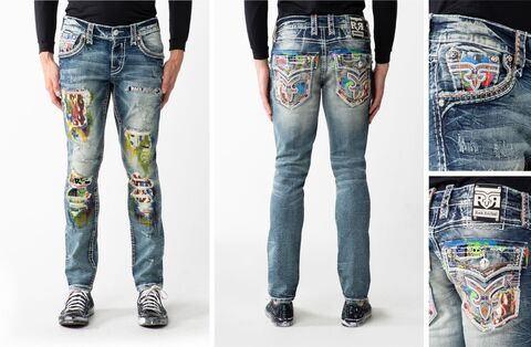 Rock Revival | Джинсы мужские RUTH SA204 SLIM TAPER NON EXCLUSIVE EXHIBITION SERIES 32" RP3631SA204R перед сзади и детали
