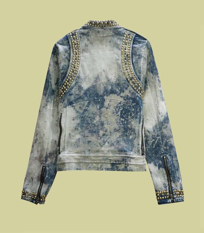 The Saints Sinphony | Куртка джинсовая мужская J073 MEDIUM BLUE BIKER JACKET TJ0479 спина