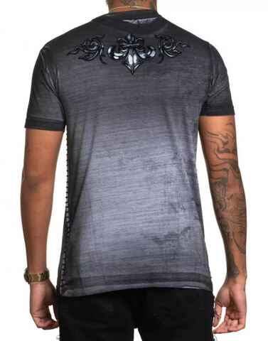 Affliction | Футболка мужская FEINT ILLUSION GREY A26051 сзади