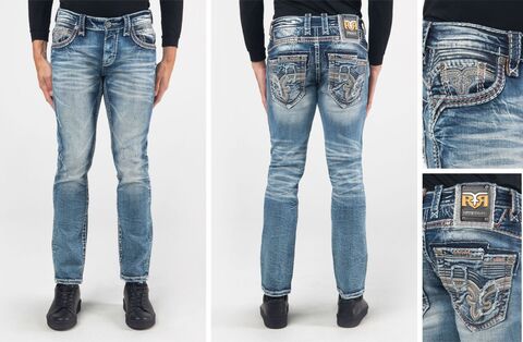 Rock Revival | Джинсы мужские DUKE A205 ALT STRAIGHT 32" RP3646A205R перед, сзади и детали