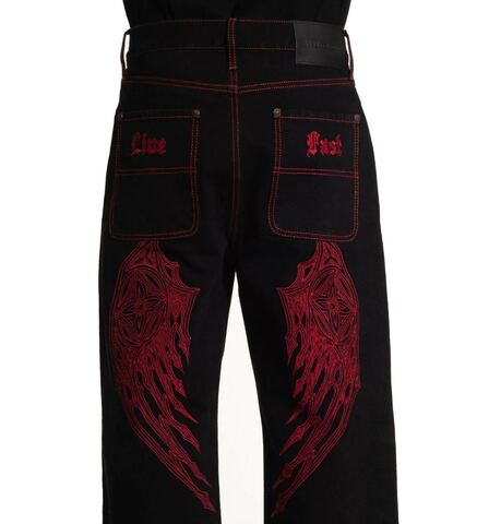 Affliction | Джинсы мужские Wide Leg Wings Jeans 110WL209 вышивка сзади