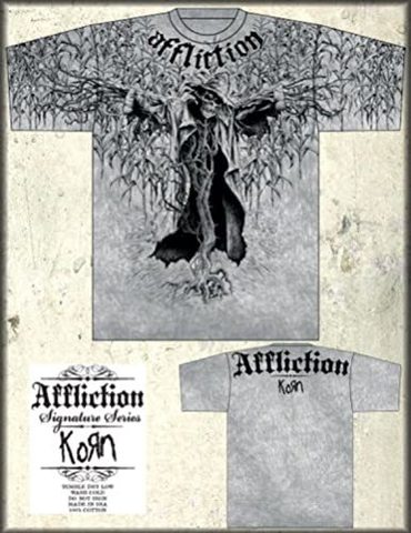 Affliction | Футболка Korn Tee White Oil Stain Signature Series A375W перед и спина