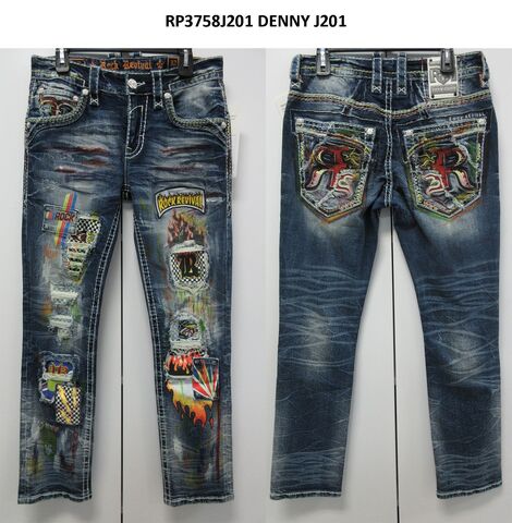 Rock Revival | Джинсы мужские DENNY J201 STRAIGHT EXCLUSIVE EXHIBITION SERIES 32" RP3758J201R перед и сзади
