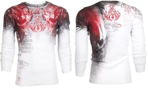 Archaic | Пуловер мужской Nightwatcher White Black Red AM1791WBLR от Affliction перед и спина