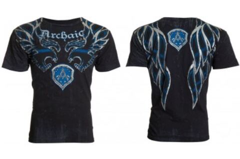 Archaic | Футболка мужская Ride It Black Blue AM1608BLB от Affliction перед и спина