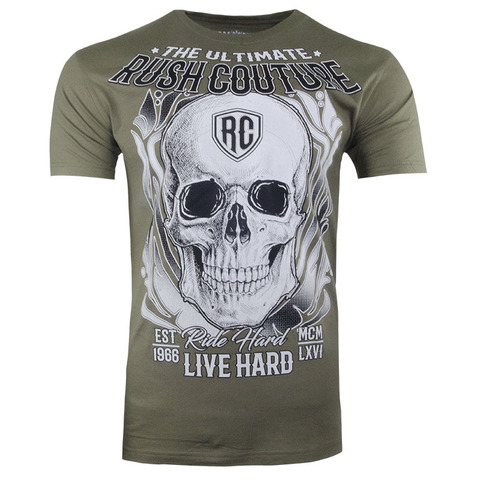 Футболка ULTIMATE SKULL CLASSIC Military Green Rush Couture. Made in USA