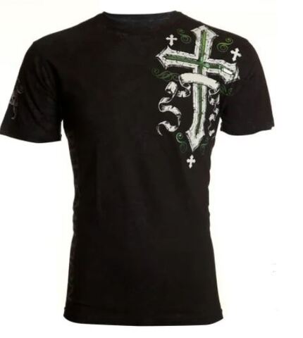 Archaic | Футболка мужская Faith Regained black green AM1636 от Affliction спереди