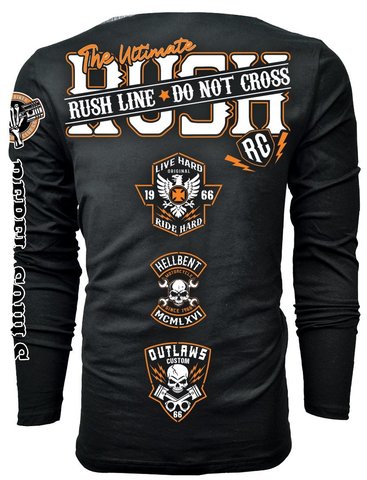 Rush Couture | Футболка лонгслив мужская RUSH LINE: DON'T CROSS LONG SLEEVE Classic Black RC248 спина