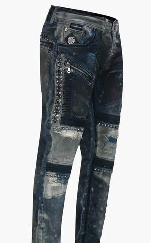 The Saints Sinphony | Джинсы мужские DARK BLUE MOTO SAPPHIRE STONES SG355 перед