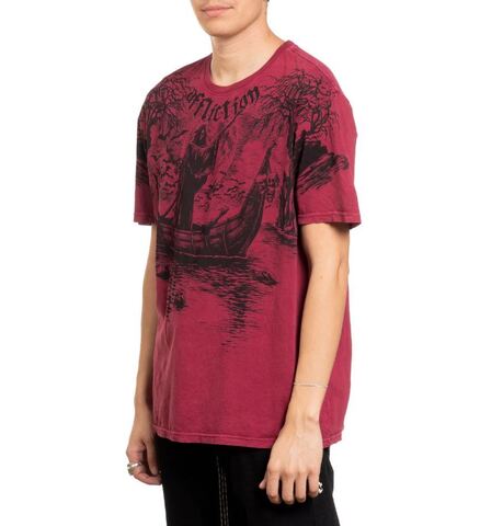 Affliction | Футболка мужская River Styx Tee BURGANDY LAVA WASH A25885BU слева