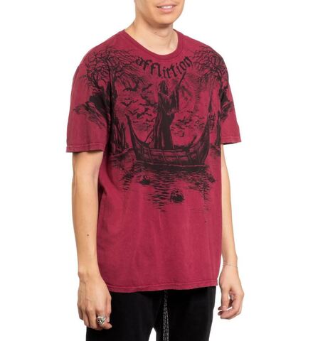 Affliction | Футболка мужская River Styx Tee BURGANDY LAVA WASH A25885BU справа