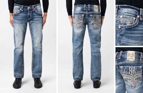 Rock Revival | Джинсы мужские RAELYN J200 STRAIGHT 32" RP3826J200R перед, сзади и детали