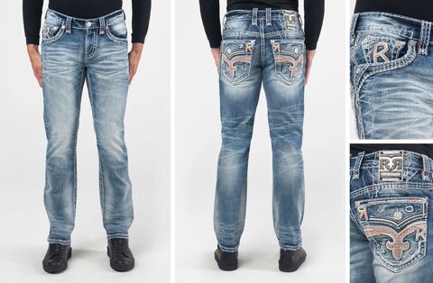 Rock Revival | Джинсы мужские ARLO J202 STRAIGHT 32" RP3751J202R перед, сзади и детали
