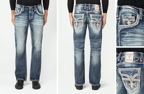 Rock Revival | Джинсы мужские ZAID B202 BOOT RP3797B202 перед, сзади и детали