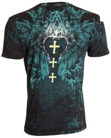 Archaic | Футболка мужская HINSLEY Black Green AM736BG от Affliction спина