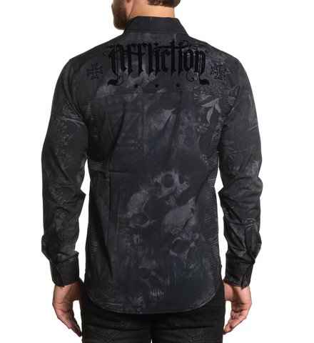 Affliction | Рубашка мужская TEMPEST 110WV856 спина на модели