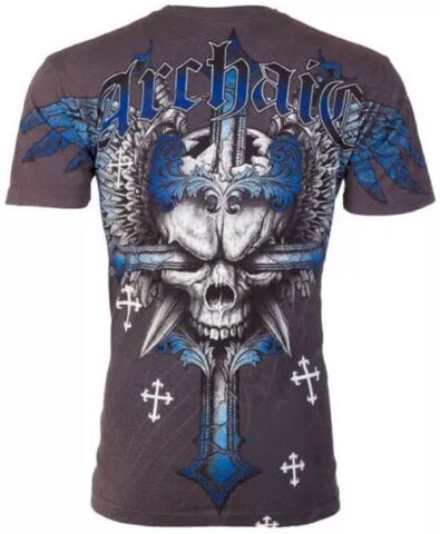 Archaic | Футболка мужская GRAVE KILLER Charcoal AM1842CH от Affliction спина