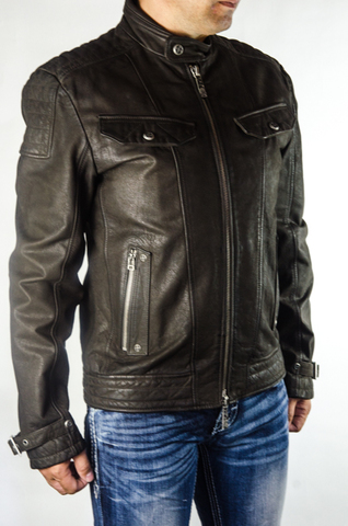 Affliction | Куртка кожаная мужская Deep &amp; Dark Moto Jacket 10OW448 правый бок