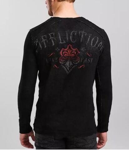 Affliction | Пуловер двусторонний мужской Marblesmith Reversible Thermal A23689B обратная сторона спина